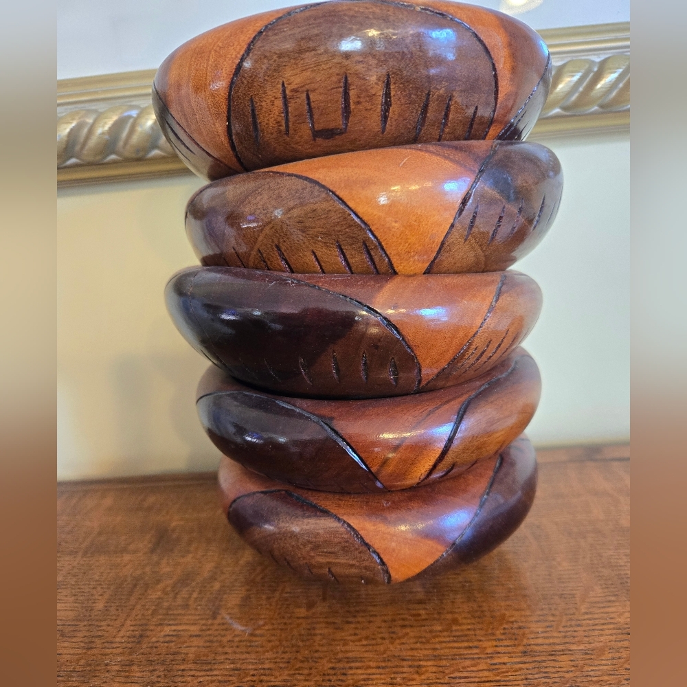 5 Vintage Hand Carved Fish Bowls